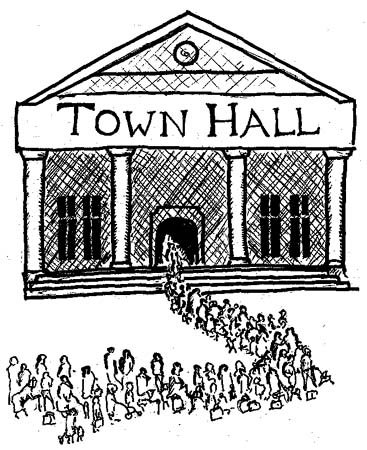 queue outside town hall